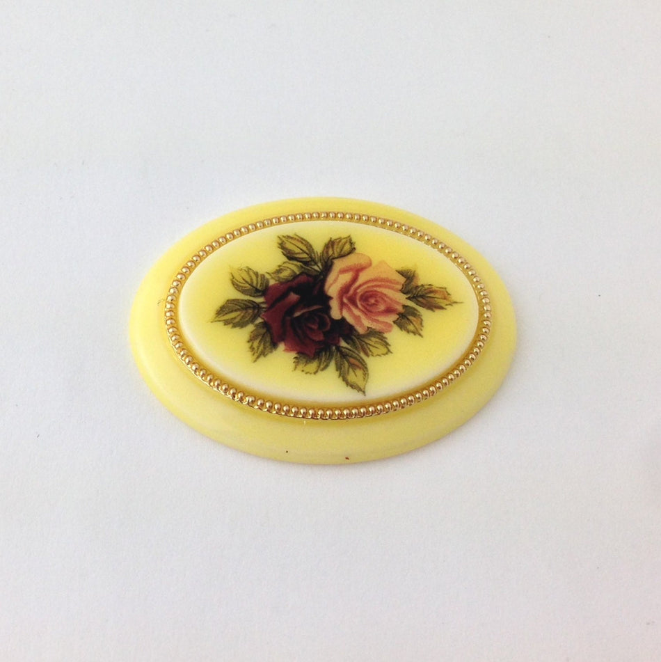 Vintage Ivory Large Pink Red Rose Cabochons 40mm X 30mm (1) cab132D