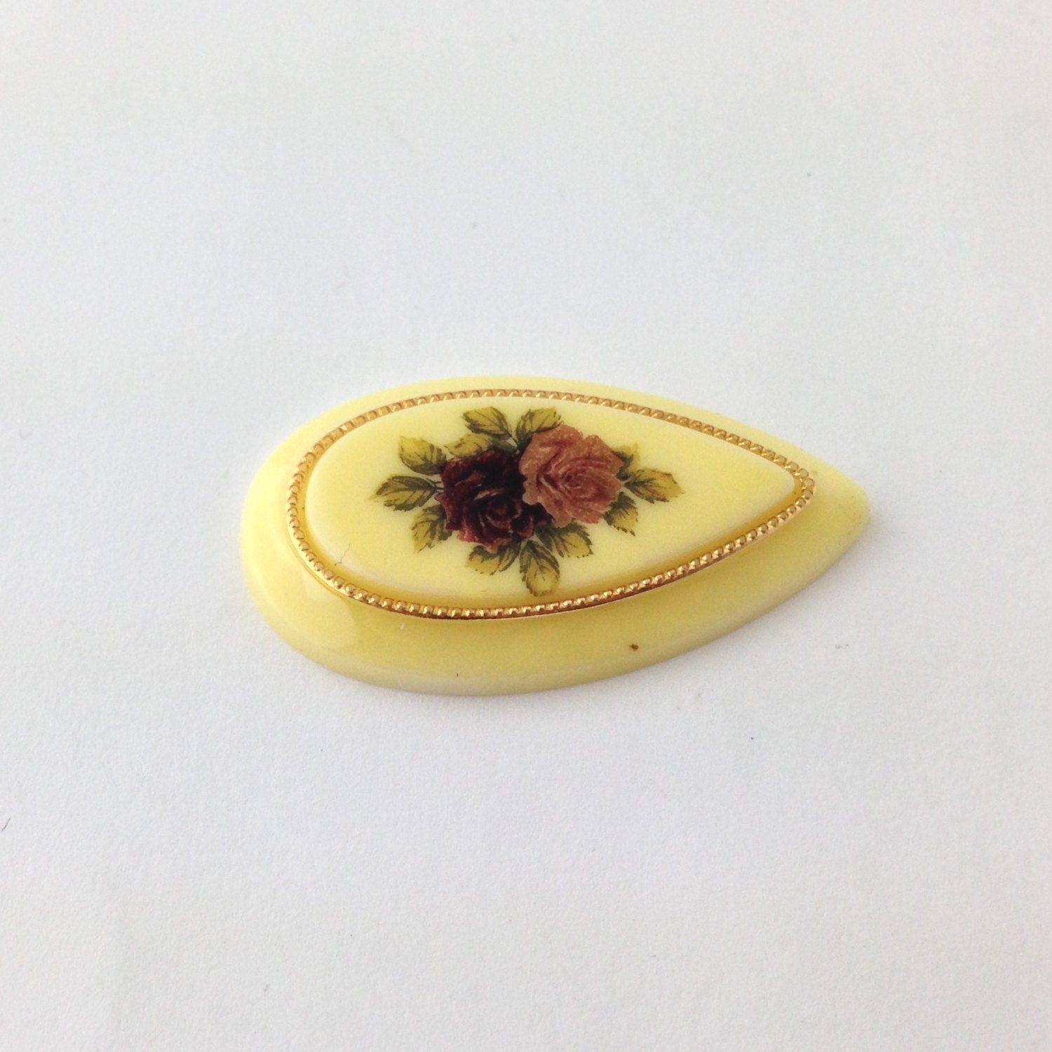 Vintage Ivory Large Pink Red Rose Cabochon Drop 37mm X 20mm (1) cab132C