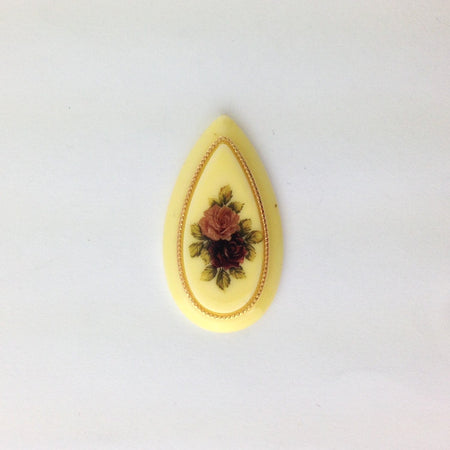 Vintage Ivory Large Pink Red Rose Cabochon Drop 37mm X 20mm (1) cab132C