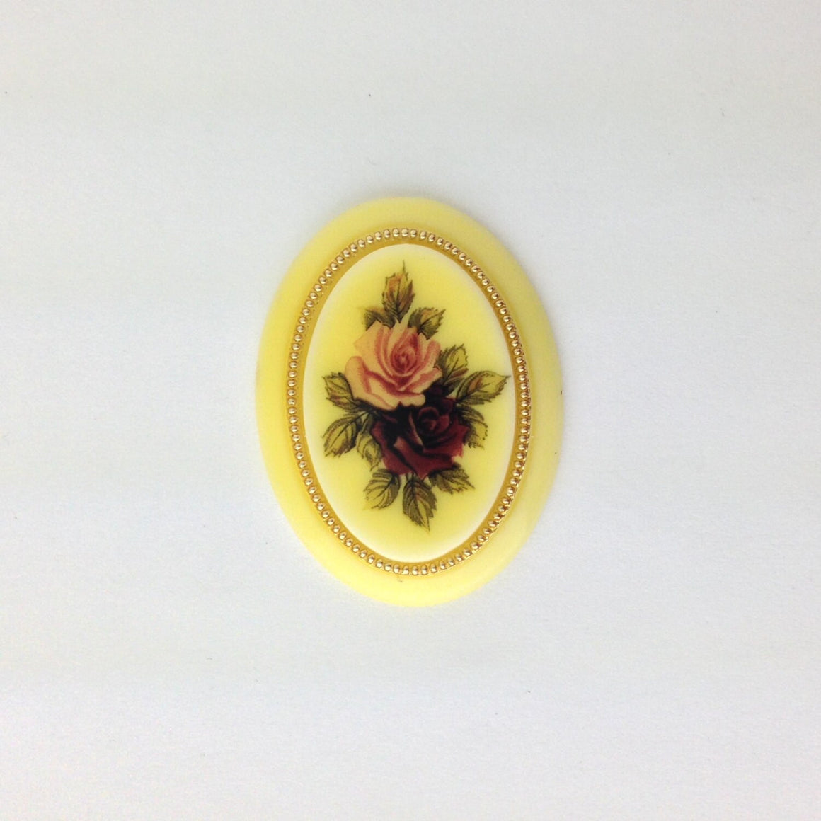 Vintage Ivory Large Pink Red Rose Cabochons 40mm X 30mm (1) cab132D