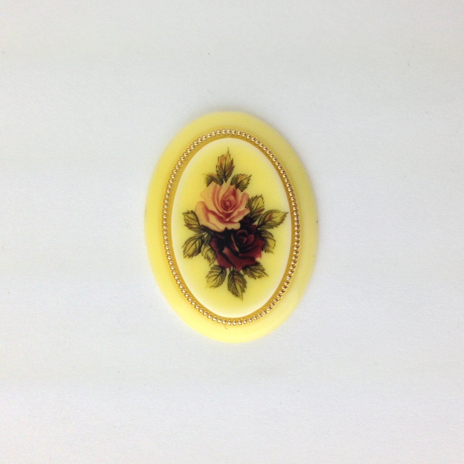 Vintage Ivory Large Pink Red Rose Cabochons 40mm X 30mm (1) cab132D