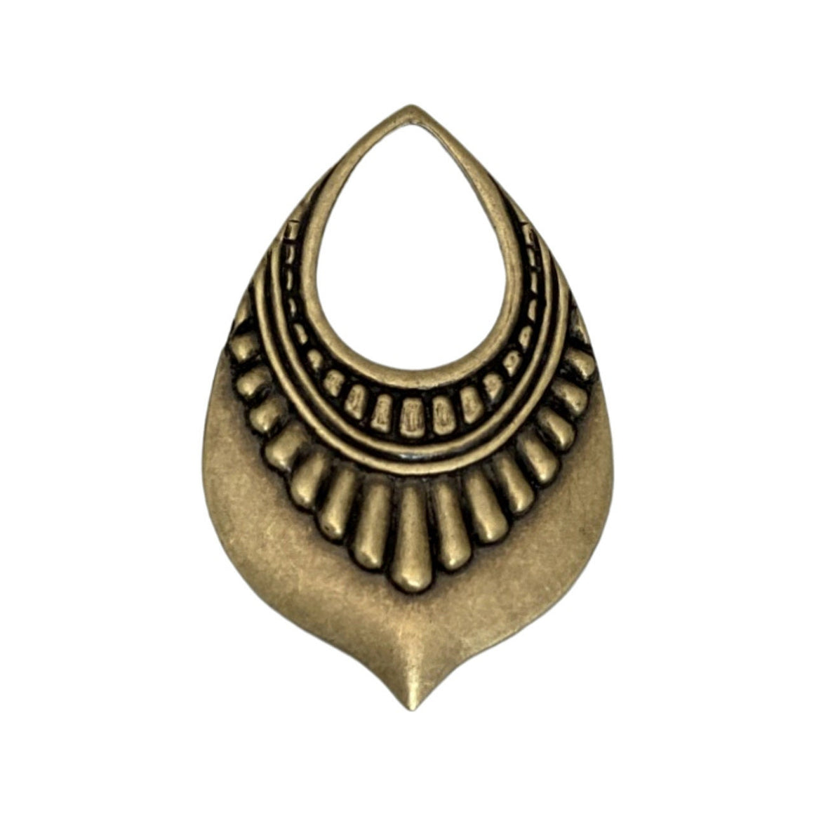 Brass Ox Open Loop Pinched Tip Tribal Hoop Pendant (4) mtl403D