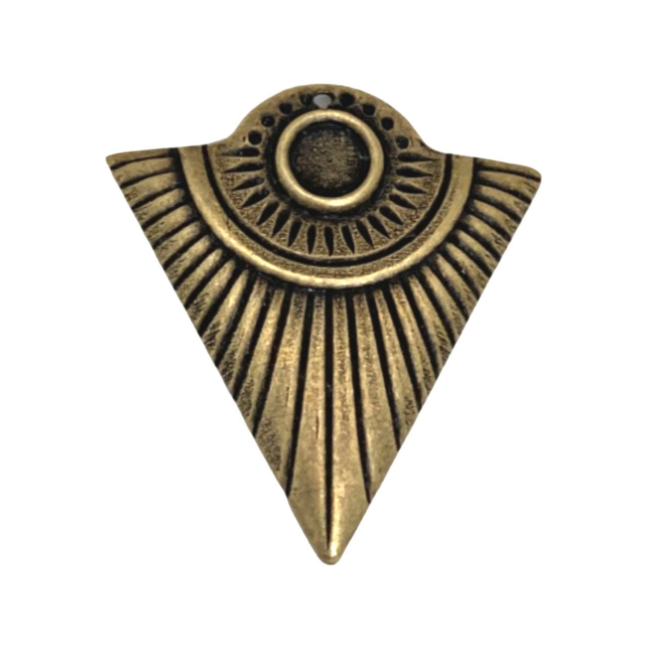1 Hole Brass Ox Triangle Tribal Pendant with 6mm Setting (4) mtl367D