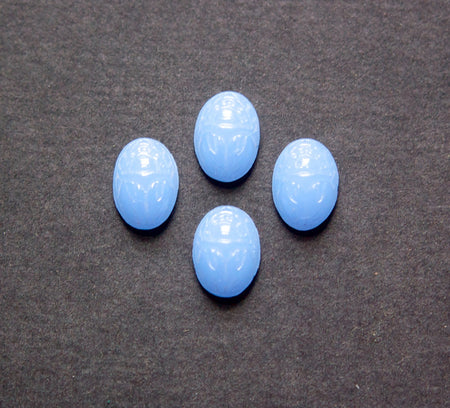 Vintage Calcedon Blue Scarab Glass Cabochons 14X10mm (6) cab319MM