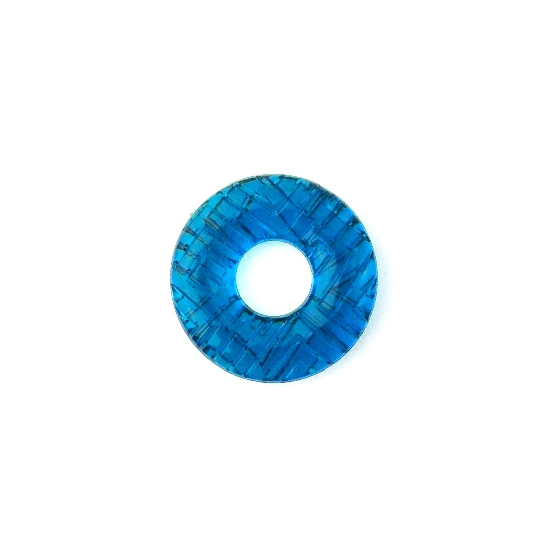 Vintage Teal Blue Etched Acrylic Hoop Ring Beads (6) bds1012A
