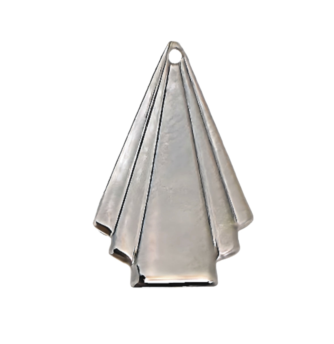 1 Hole Small Silver Plated Deco Triangle Fan Pendant 25x17mm (6)