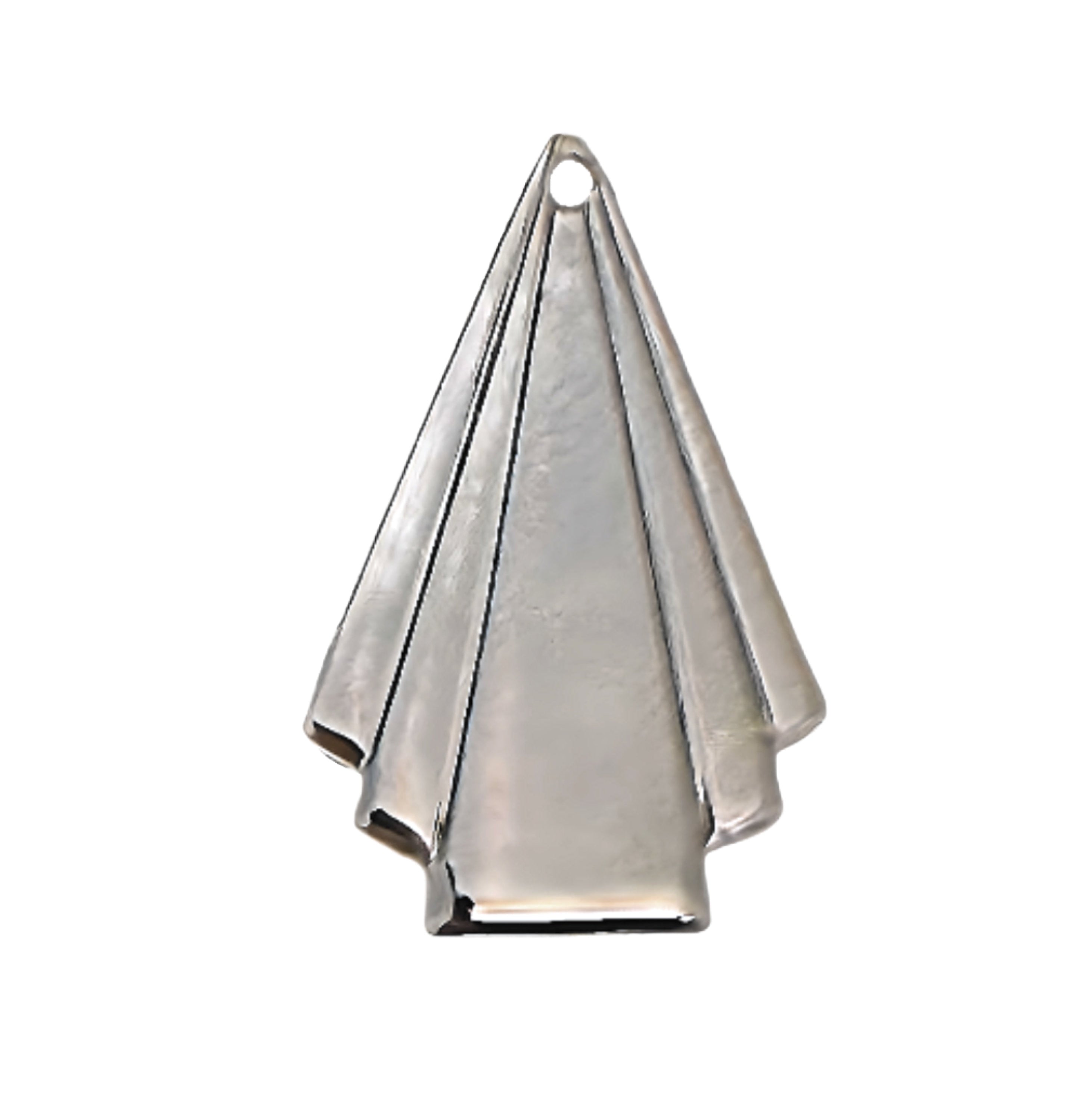 1 Hole Small Silver Plated Deco Triangle Fan Pendant 25x17mm (6)