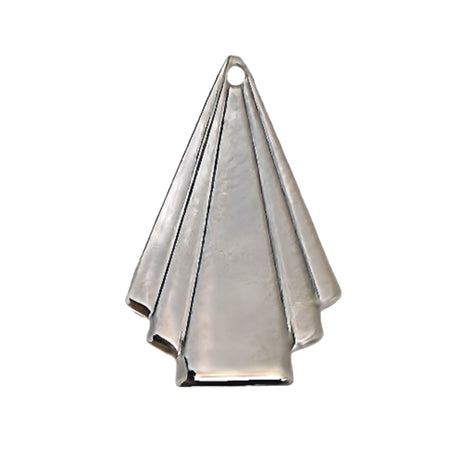 1 Hole Small Silver Plated Deco Triangle Fan Pendant 25x17mm (6)