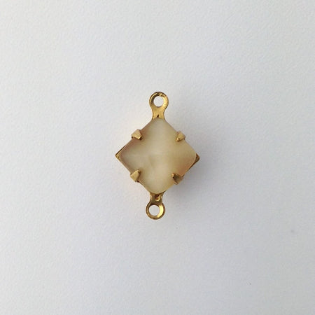 Beige Moonstone Square Glass Stones in 2 Loop Brass Setting 8mm (6) squ002WW2