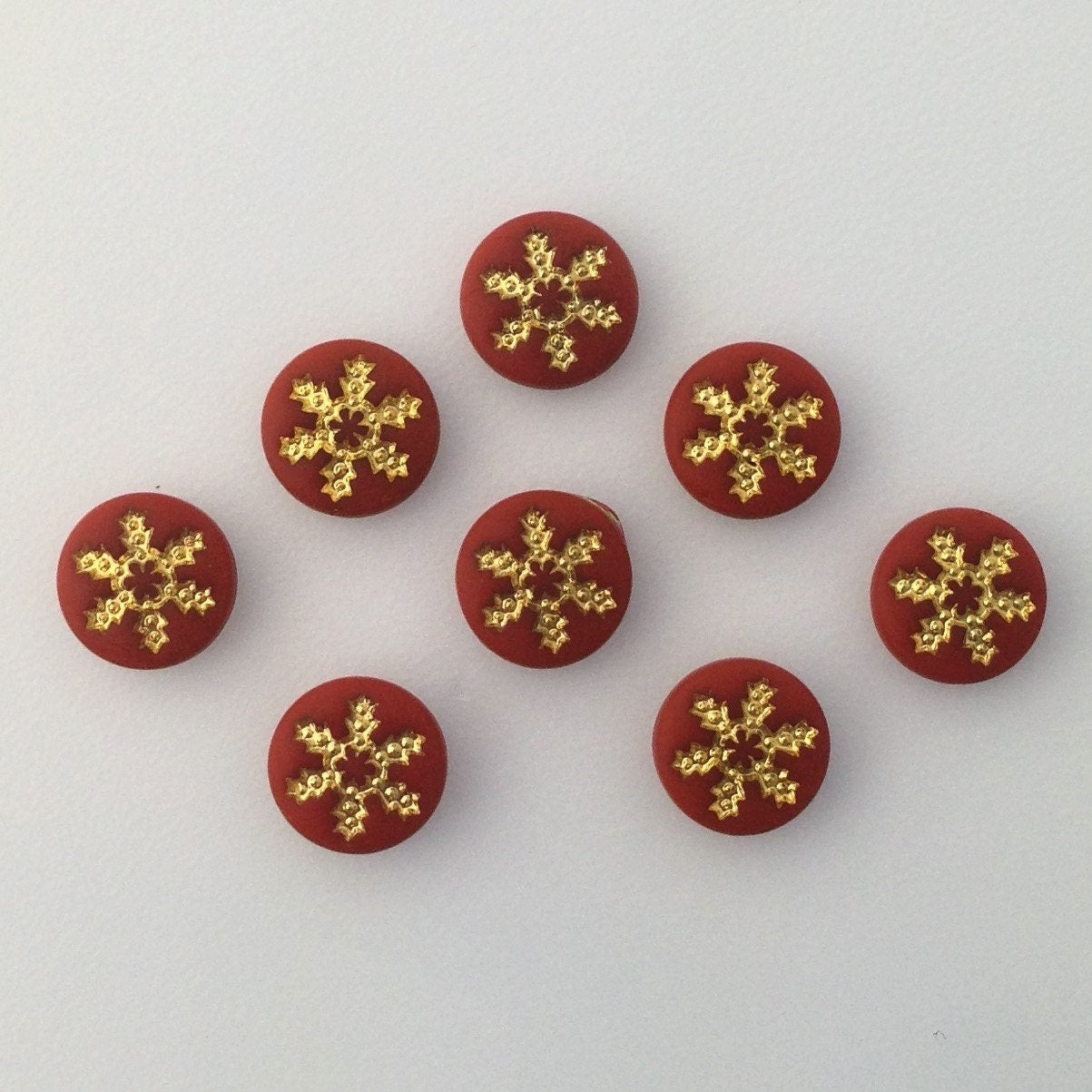 Vintage Brown and Gold Snowflake or Daisy Cabochons 7mm (8) cab205A