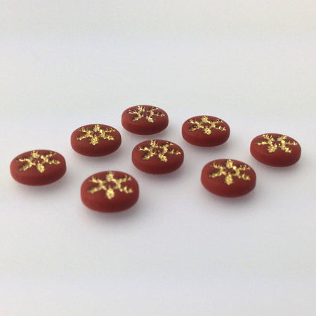 Vintage Brown and Gold Snowflake or Daisy Cabochons 7mm (8) cab205A