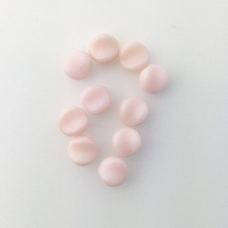 Vintage Light Pink Glass Curved Coin Beads 9mm (10) grm023