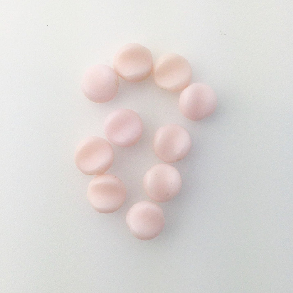 Vintage Light Pink Glass Curved Coin Beads 9mm (10) grm023