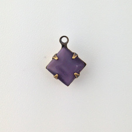 Purple Moonstone Square Glass Stones 1 Loop Brass Ox Setting 8mm (6) squ017AB