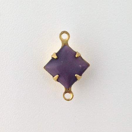 Purple Moonstone Square Glass Stones in 2 Loop Brass Setting 8mm (6) squ002AB2