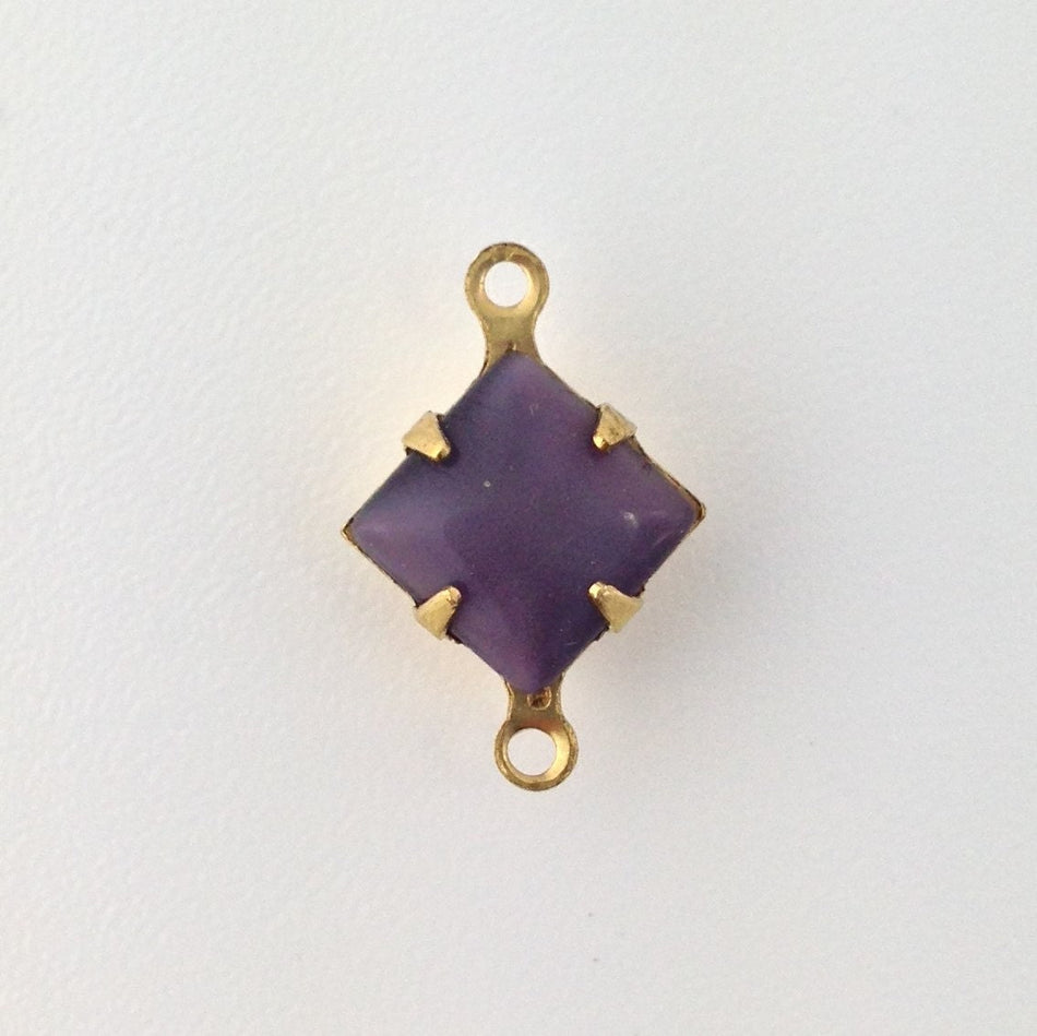 Purple Moonstone Square Glass Stones in 2 Loop Brass Setting 8mm (6) squ002AB2