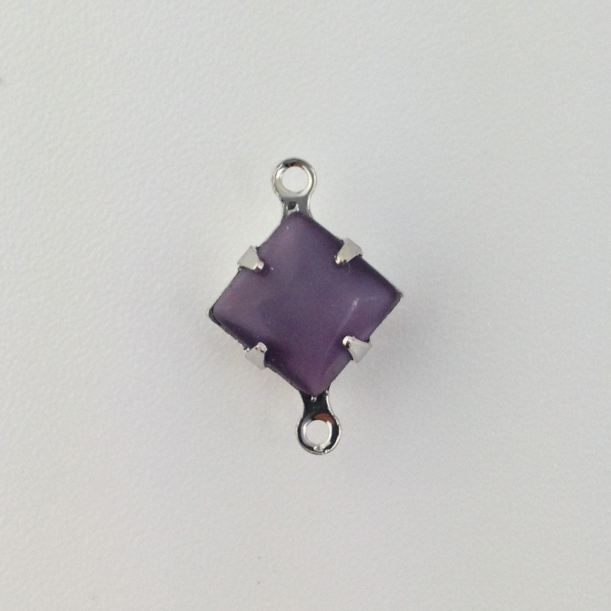 Purple Moonstone Square Glass Stones 2 Loop Silver Setting 8mm squ008AB2