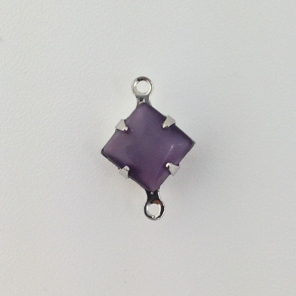 Purple Moonstone Square Glass Stones 2 Loop Silver Setting 8mm squ008AB2