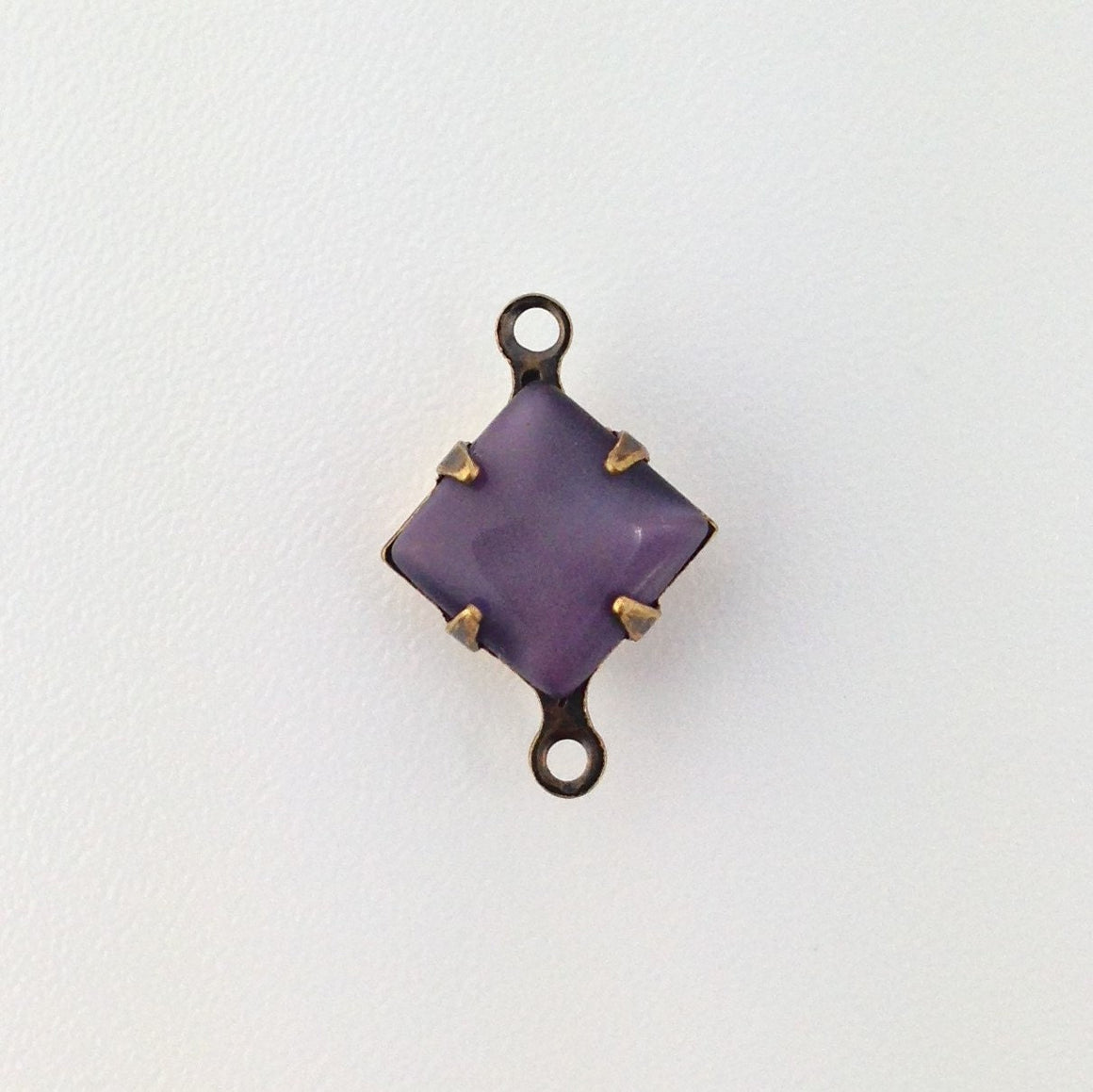 Purple Moonstone Square Glass Stones 2 Loop Brass Ox Setting 8mm squ017AB2