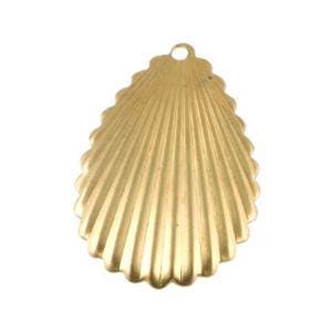 1 Hole Raw Brass Ribbed Dapped Teardrop Pendant Charm (6) mtl089D