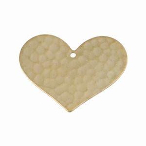 1 Hole Raw Brass Hammered Heart Charm Pendant (6) mtl100E