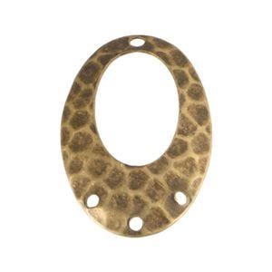 4 Hole Brass Ox Hammered Cutout Oval Pendant (4)