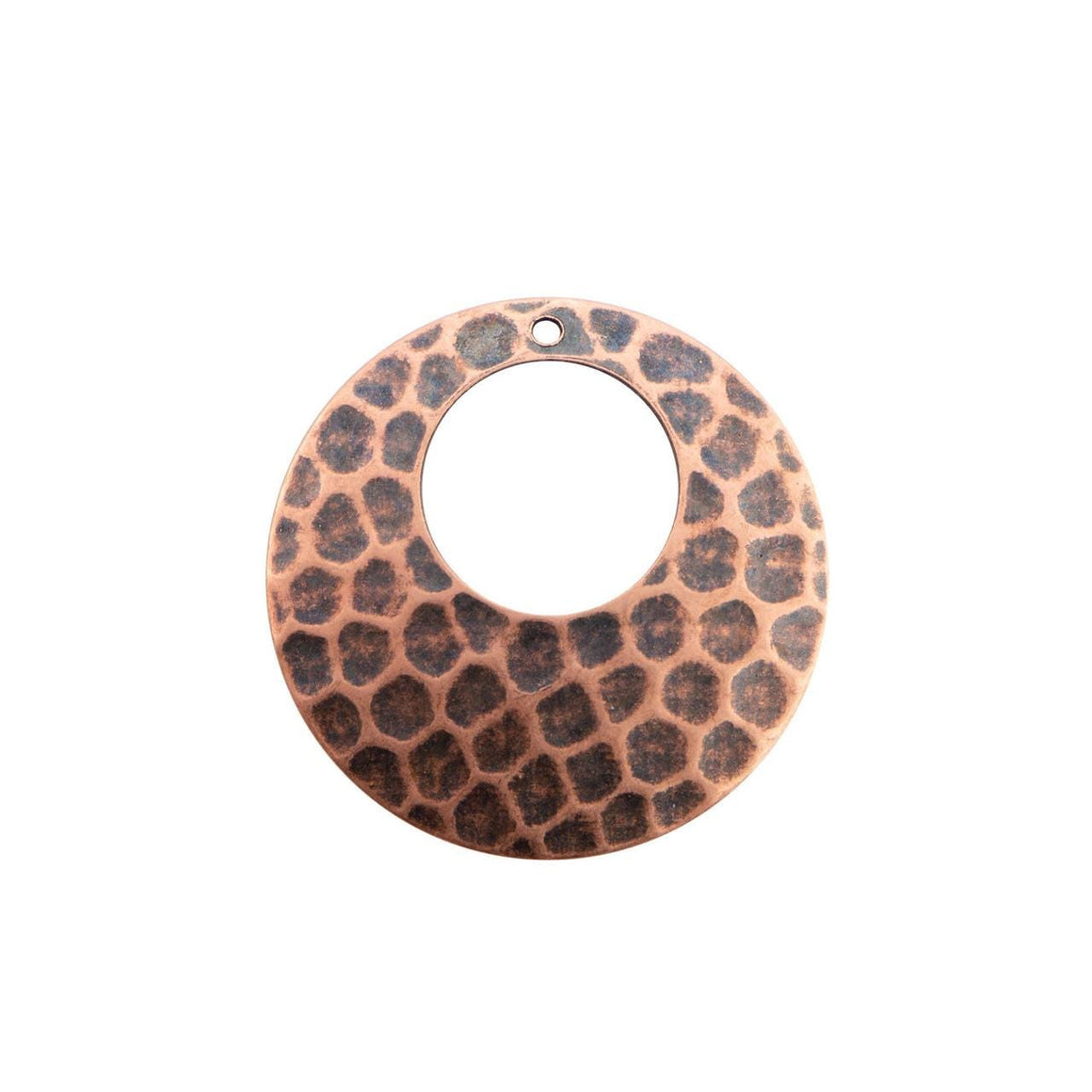 1 Hole Copper Ox Hammered Cutout Hoop Pendant (4)