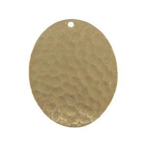 1 Hole Raw Brass Hammered Oval Charm Pendant (6) mtl100C