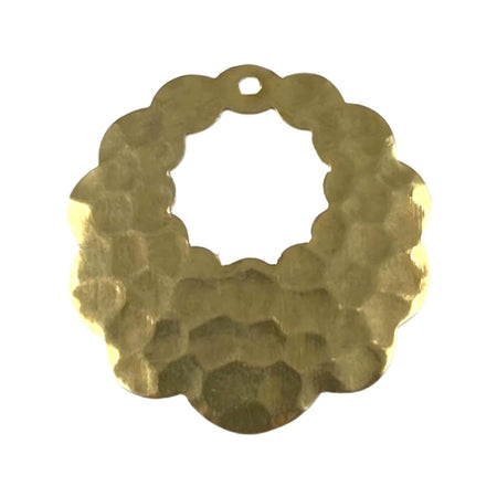 1 Hole Raw Brass Scalloped Border Hammered Cutout Hoop Pendant (4)