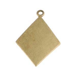1 Loop Brass Ox Dapped Diamond Charm Pendant (6) mtl435B