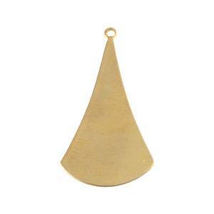 1 Loop Raw Brass Long Flat Rounded Triangle Pendant 33x18mm (6)