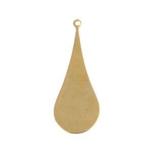1 Loop Raw Brass Long Flat Rounded Pendant 36x14mm (6)