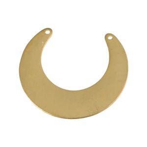 2 Hole Raw Brass Crescent Open Circle Pendant Drop (4) mtl318