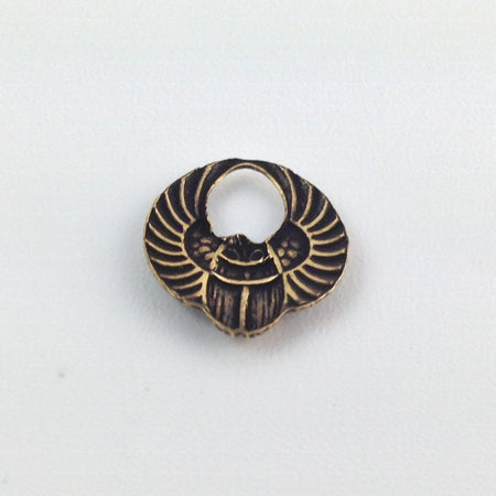 Small Brass Ox Egyptian Scarab Hoop Charms Drops 14x13mm (8) mtl030B