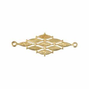 2 Loop Raw Brass Smooth Textured Diamond Connector (4) mtl379A