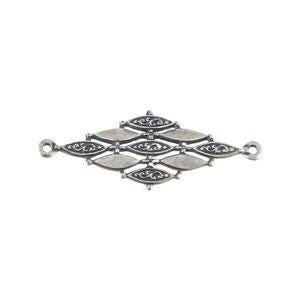 2 Loop Silver Ox Smooth Textured Diamond Connector (4) mtl379B