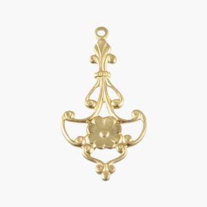 Raw Brass Flower Chandelier Stampings Drops (4) mtl190