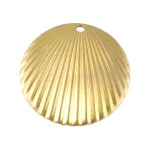 1 Hole Raw Brass Ribbed Dapped Circle Pendant Charm (6) mtl089