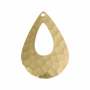 1 Hole Raw Brass Hammered Cutout Teardrop Pendants (4)