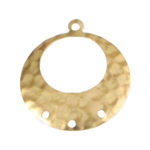1 Loop w/ 3 Hole Raw Brass Hammered Cutout Hoop Pendant (4)