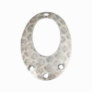 4 Hole Silver Ox Hammered Cutout Oval Pendant (4)