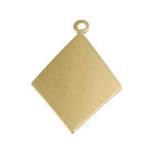 1 Loop Raw Brass Dapped Diamond Charm Pendant (6) mtl435A