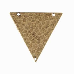 3 Hole Brass Ox Geometric Hammered Triangle Pendant Charm (6) mtl369C