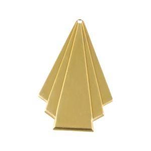 1 Hole Large Raw Brass Deco Triangle Fan Pendant 45x28mm (4)