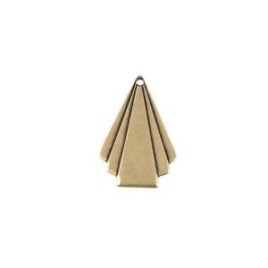 1 Hole Small Brass Ox Deco Triangle Fan Pendant 25x17mm (6)