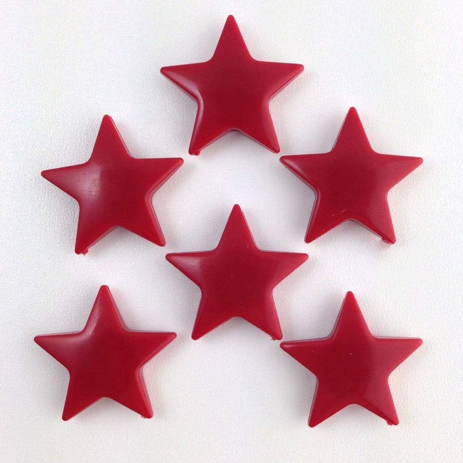 Vintage Acrylic Red Star Beads 21mm MD (6) bds1008D
