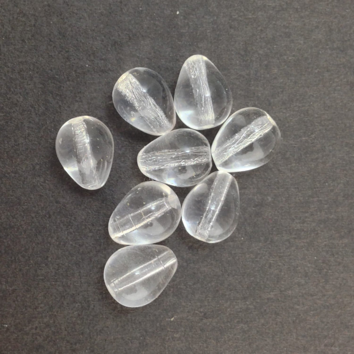 Vintage Clear Chubby Teardrop Glass Beads Germany 9mm (8) grm007D