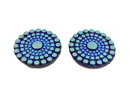 Blue Iridescent Bubble or Bumpy Top Czech Glass Cabochon 22.5mm (2) cab903A