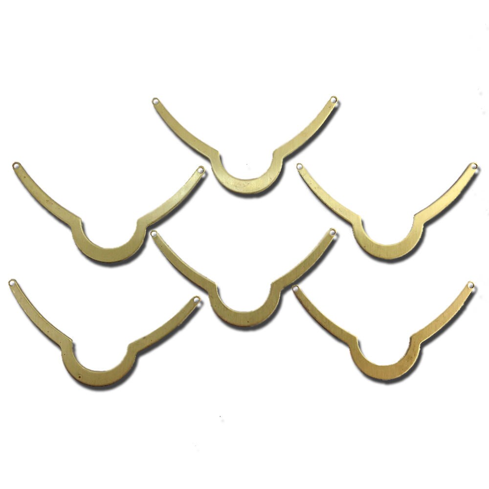 2 Hole Raw Brass Scalloped Connector Pendants (6) mtl045B