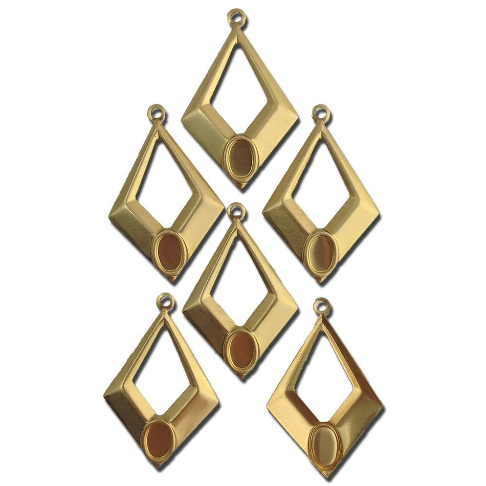 Diamond Shaped Hoop Pendant with Loop and 6X4mm Setting (6) mtl438A